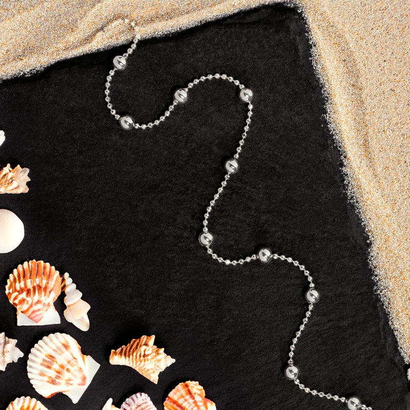 Amberta Italian Sterling Silver Anklet for Women 925 | Adjustable Ankle Bracelets for Women Beaded Heart Summer Jewelry: Beaded - Image 4